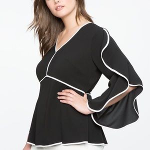 Eloquii Cascading Ruffle V-Neck Blouse